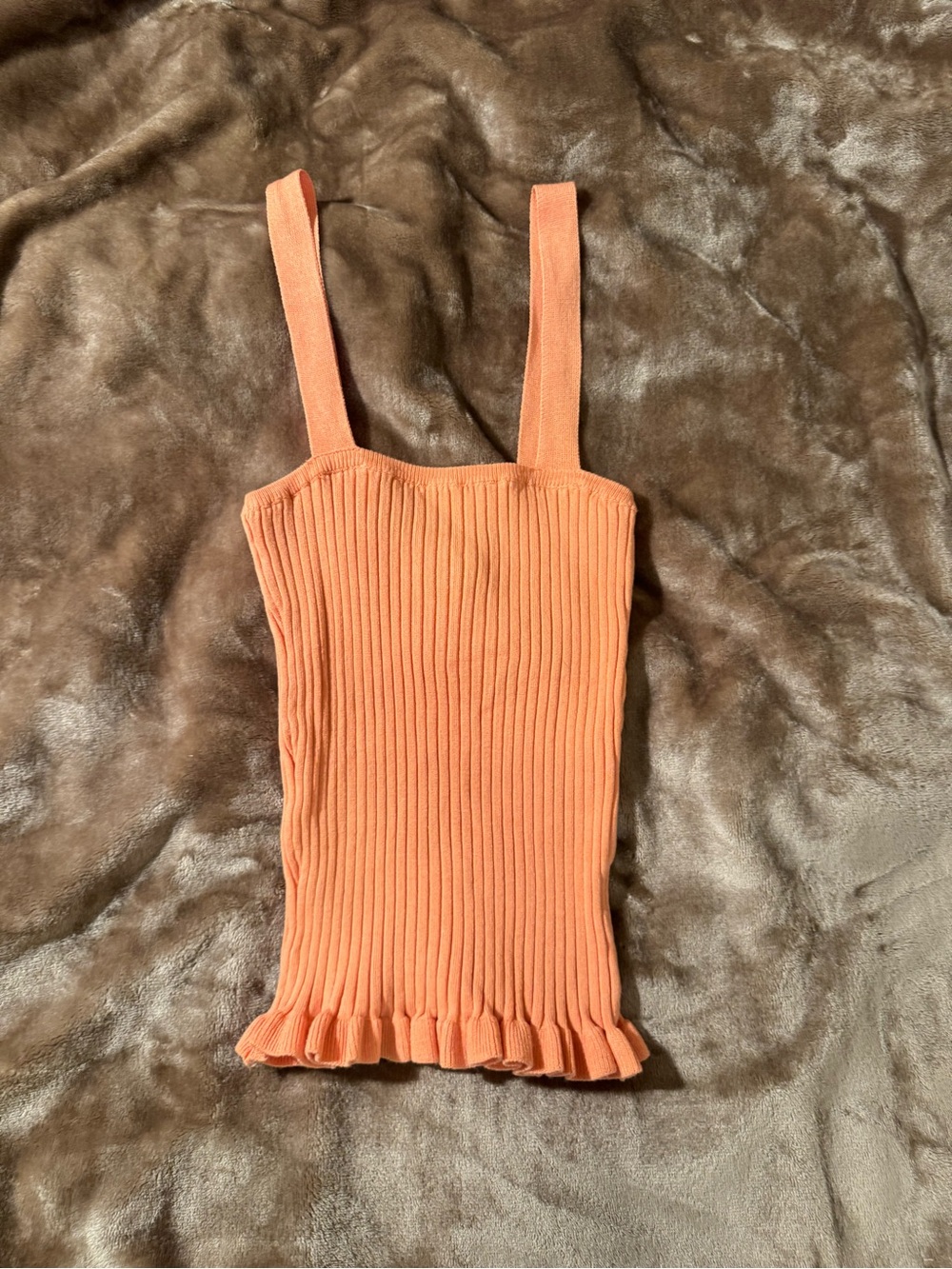 Forever 21 Ribbed Square-Neck Tank Top in Coral